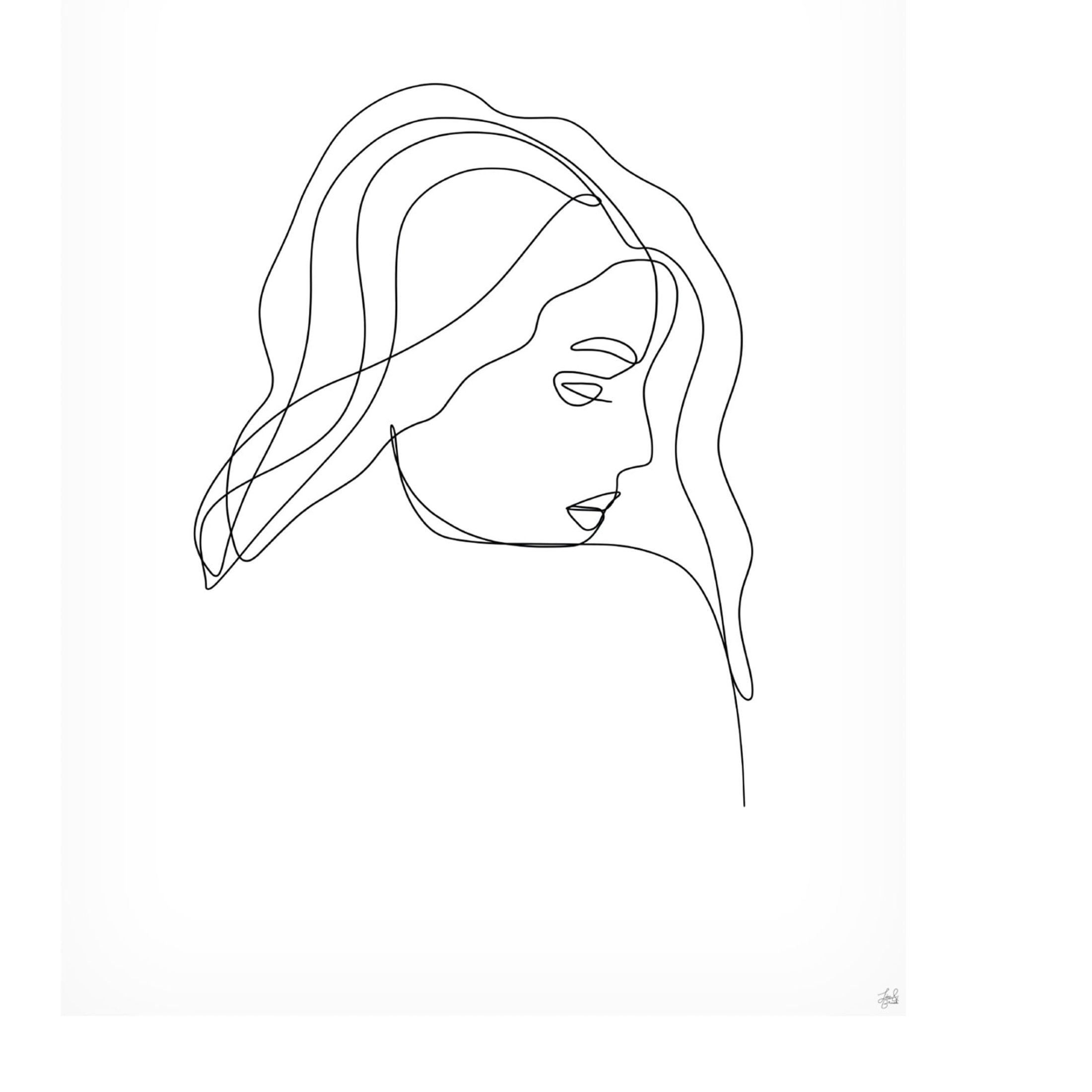 Canvas Wall Art - Line and Brush 'Line Lady Portrait 3' Wall Art for Living Room, Bedroom, or Office Décor by Trademark Fine Art - 24 x 32 Inches