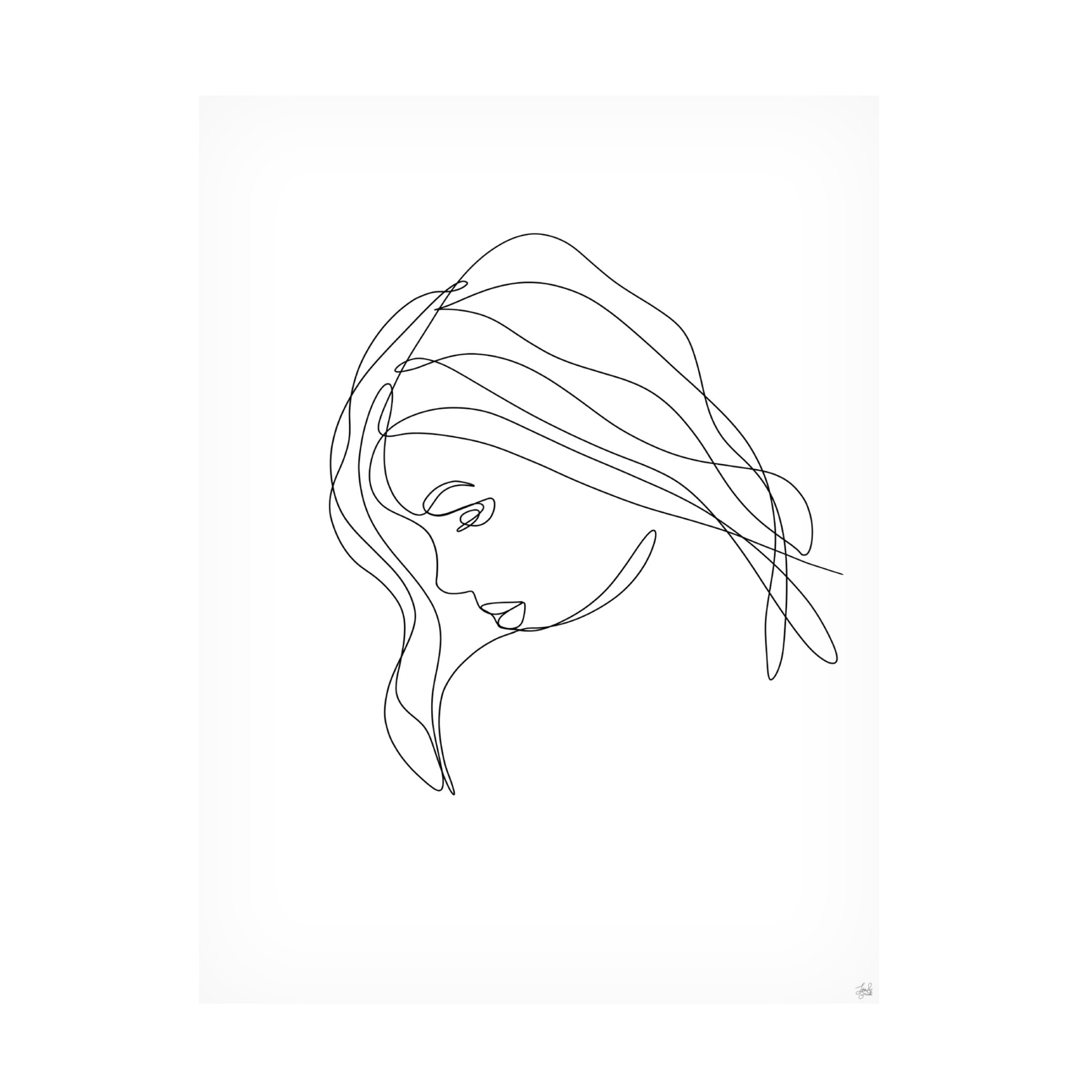 Canvas Wall Art - Line and Brush 'Line Lady Portrait 4' Wall Art for Living Room, Bedroom, or Office Décor by Trademark Fine Art - 35 x 47 Inches