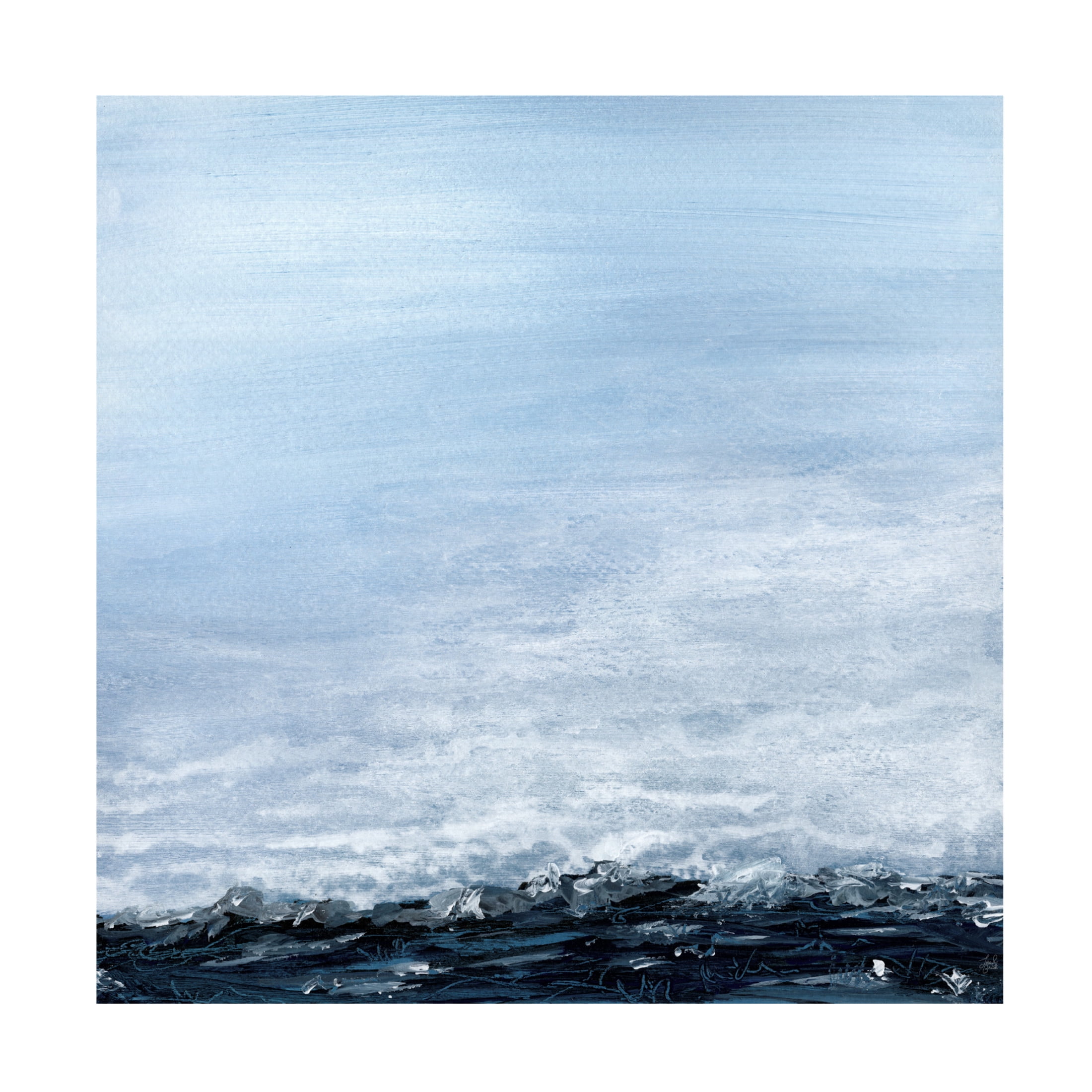 Canvas Wall Art - Line and Brush 'Ocean Sky' Wall Art for Living Room, Bedroom, or Office Décor by Trademark Fine Art - 18 x 18 Inches