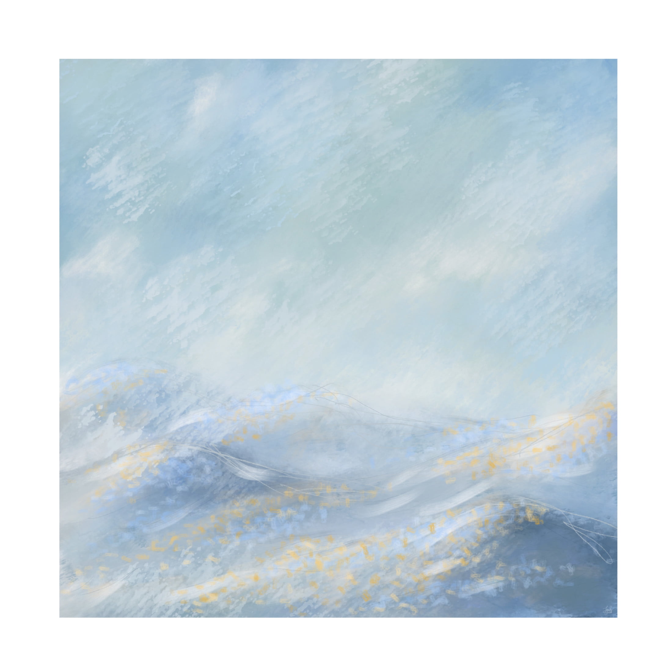 Canvas Wall Art - Line and Brush 'Rolling Blue Mountains' Wall Art for Living Room, Bedroom, or Office Décor by Trademark Fine Art - 35 x 35 Inches
