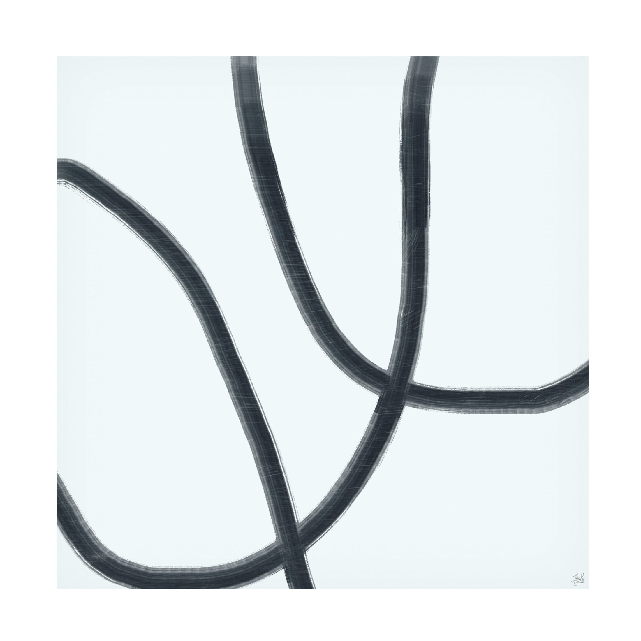 Canvas Wall Art - Line and Brush 'Single Wanderings 4' Wall Art for Living Room, Bedroom, or Office Décor by Trademark Fine Art - 14 x 14 Inches