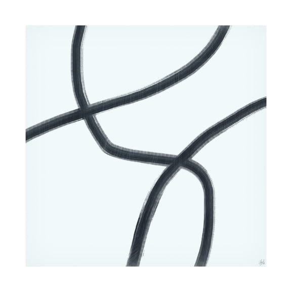 Canvas Wall Art - Line and Brush 'Single Wanderings 5' Wall Art for Living Room, Bedroom, or Office Décor by Trademark Fine Art - 14 x 14 Inches