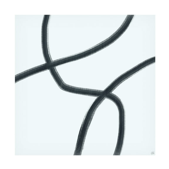 Canvas Wall Art - Line and Brush 'Single Wanderings 5' Wall Art for Living Room, Bedroom, or Office Décor by Trademark Fine Art - 18 x 18 Inches