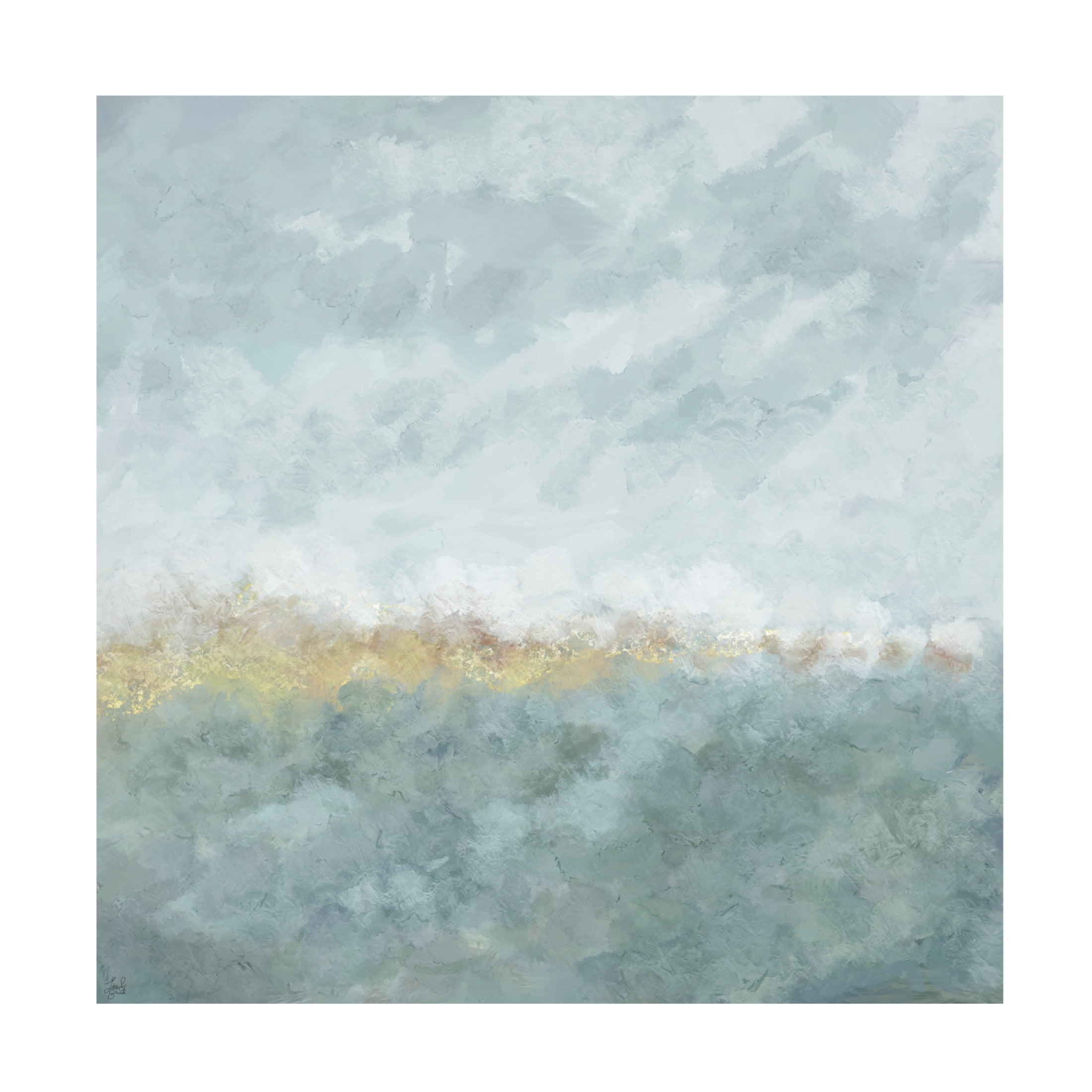 Canvas Wall Art - Line and Brush 'Soft Fog Marsh' Wall Art for Living Room, Bedroom, or Office Décor by Trademark Fine Art - 35 x 35 Inches