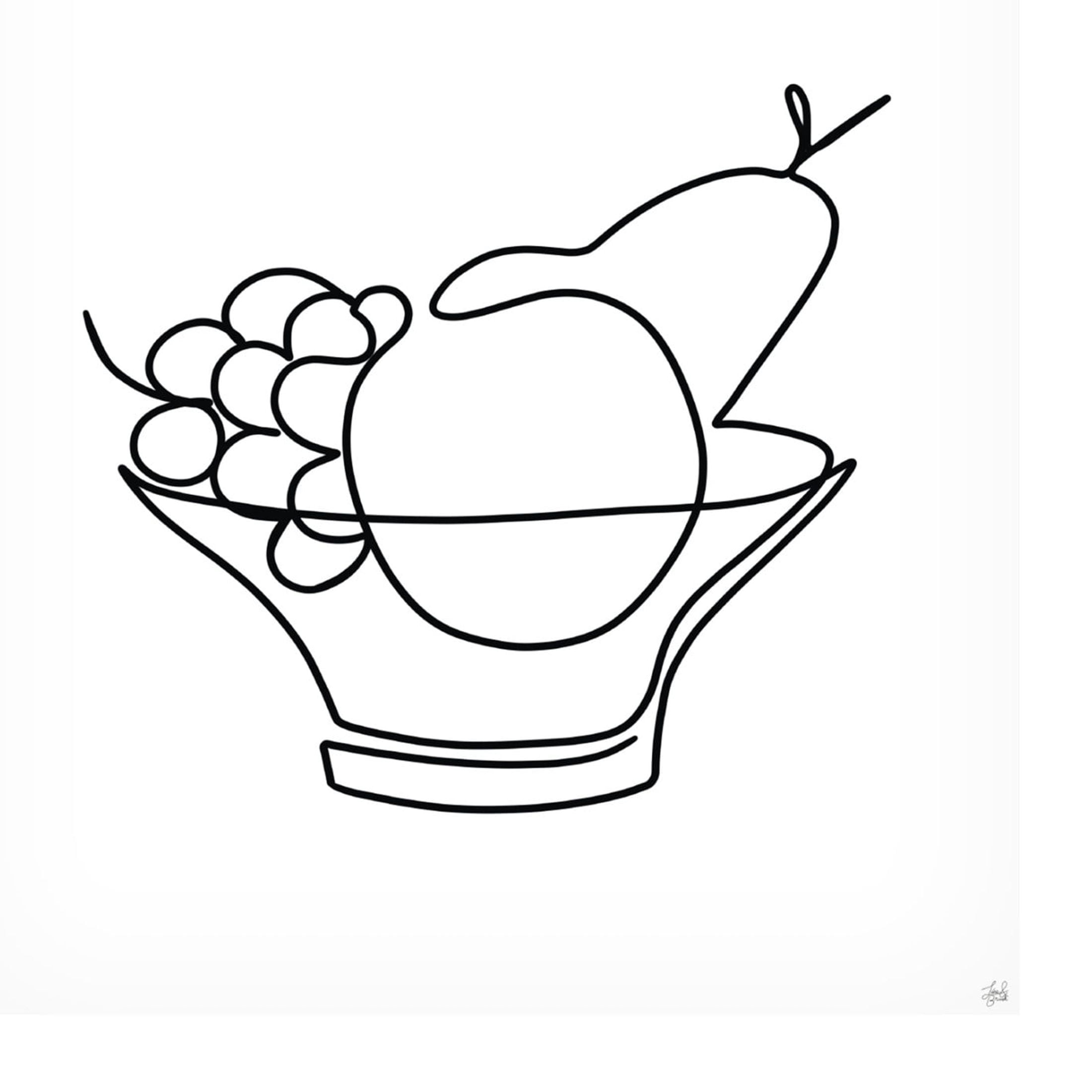 Canvas Wall Art - Line and Brush 'Still Life Fruit Bowl' Wall Art for Living Room, Bedroom, or Office Décor by Trademark Fine Art - 14 x 19 Inches