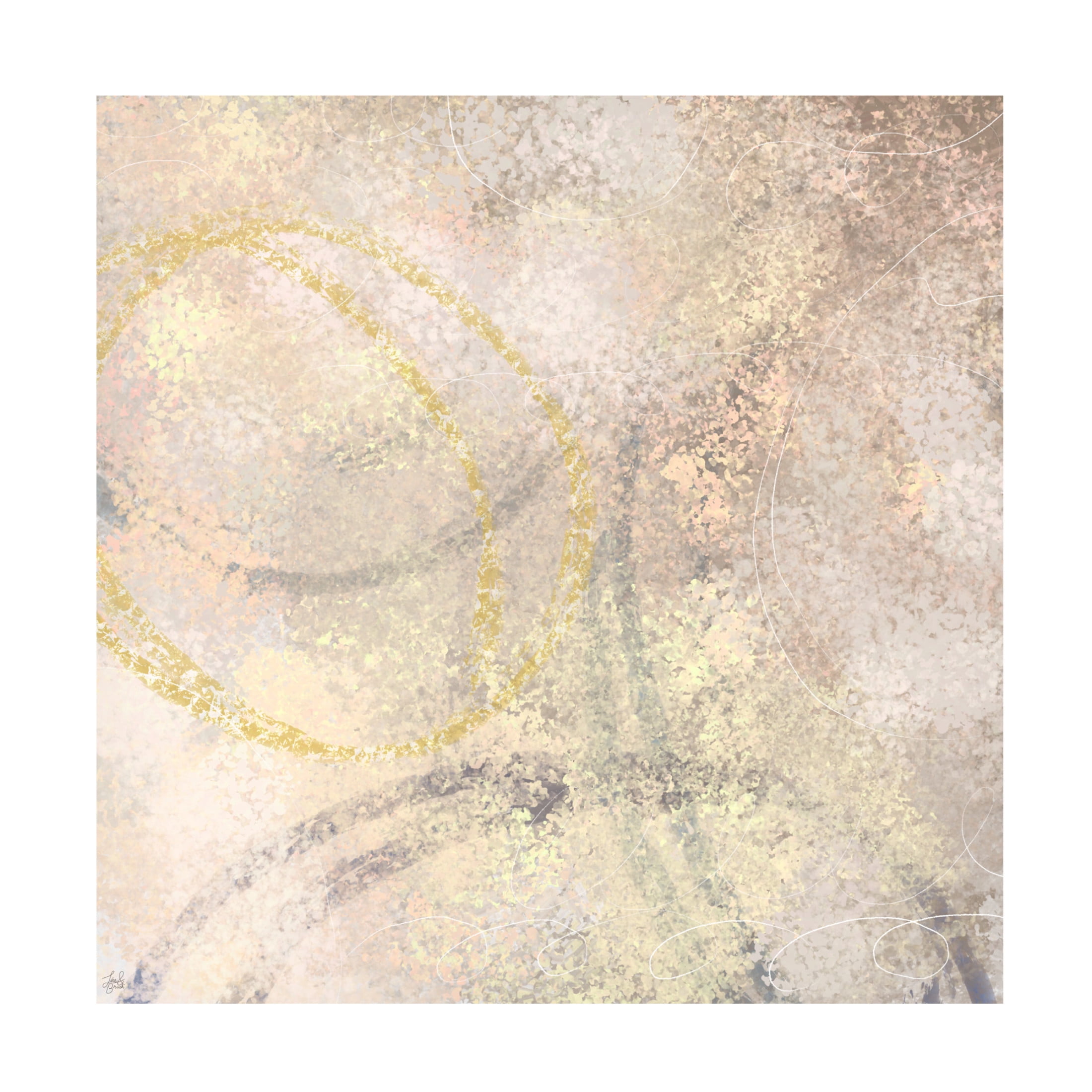 Canvas Wall Art - Line and Brush 'Strokes Circles 2' Wall Art for Living Room, Bedroom, or Office Décor by Trademark Fine Art - 14 x 14 Inches