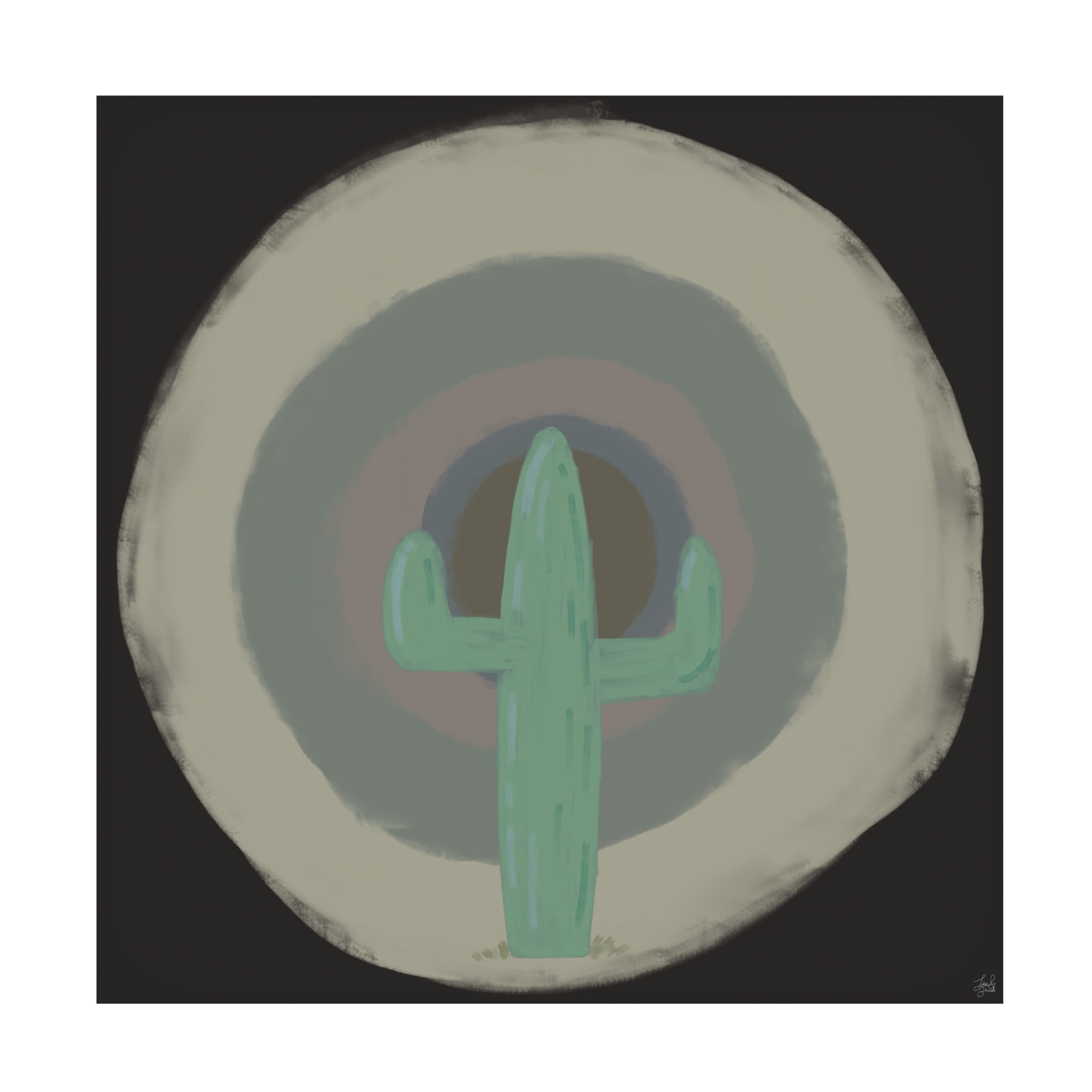 Canvas Wall Art - Line and Brush 'Sun Cactus Target' Wall Art for Living Room, Bedroom, or Office Décor by Trademark Fine Art - 18 x 18 Inches
