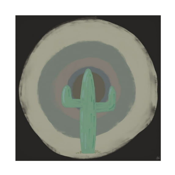 Canvas Wall Art - Line and Brush 'Sun Cactus Target' Wall Art for Living Room, Bedroom, or Office Décor by Trademark Fine Art - 24 x 24 Inches