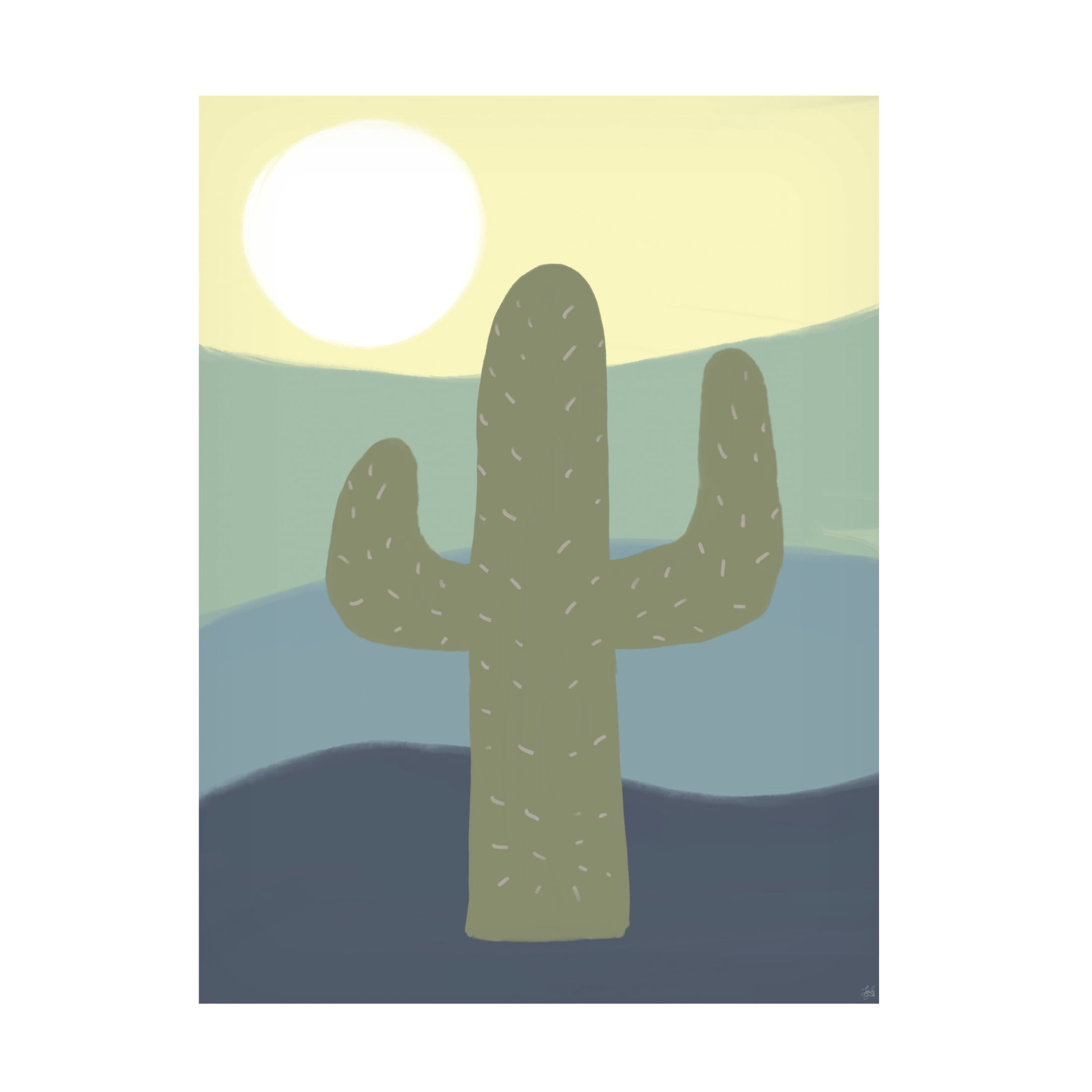 Canvas Wall Art - Line and Brush 'Sunset Cactus ' Wall Art for Living Room, Bedroom, or Office Décor by Trademark Fine Art - 18 x 24 Inches