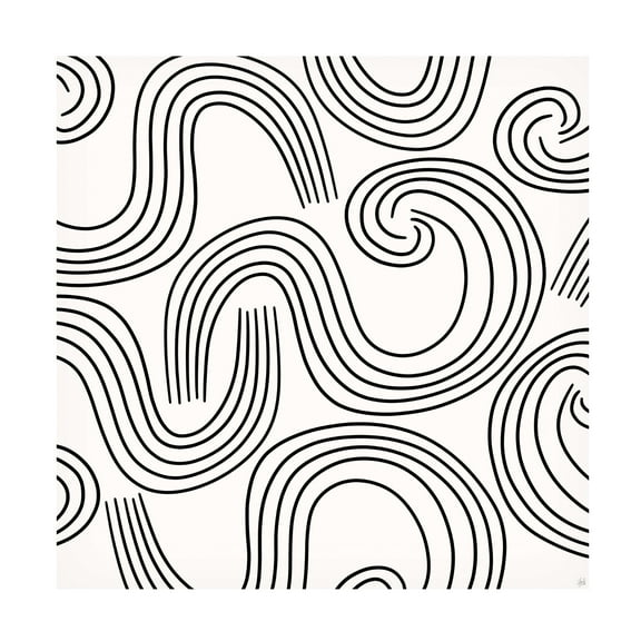 Canvas Wall Art - Line and Brush 'Swirl Cloud Repeat' Wall Art for Living Room, Bedroom, or Office Décor by Trademark Fine Art - 14 x 14 Inches