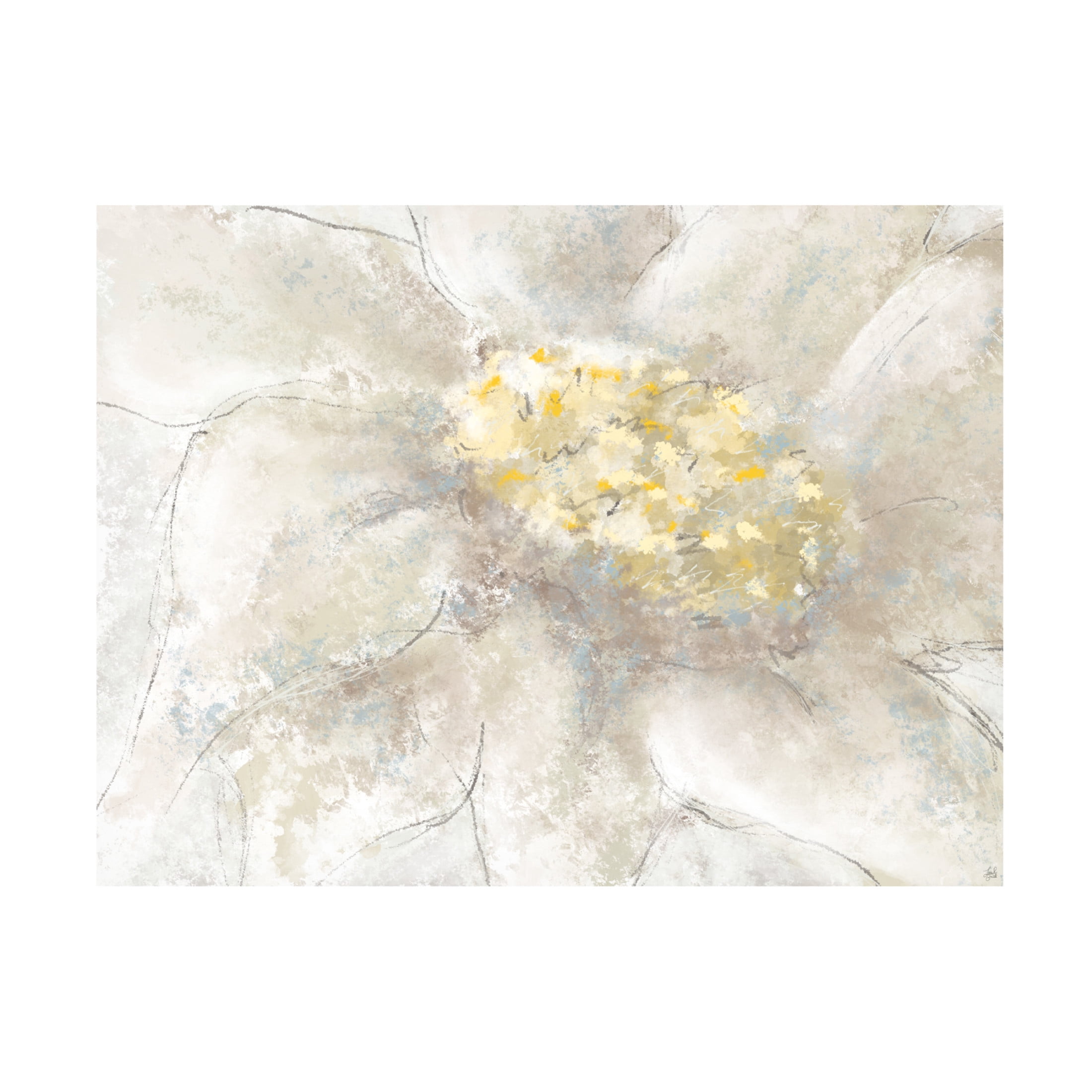 Canvas Wall Art - Line and Brush 'Textured Flower Of Sun' Wall Art for Living Room, Bedroom, or Office Décor by Trademark Fine Art - 32 x 24 Inches
