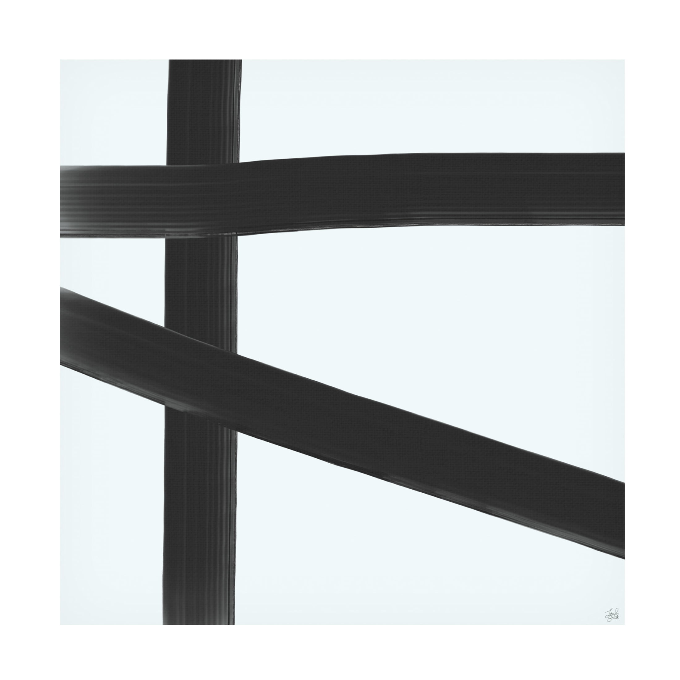 Canvas Wall Art - Line and Brush 'Three Brushed Lines 1' Wall Art for Living Room, Bedroom, or Office Décor by Trademark Fine Art - 18 x 18 Inches