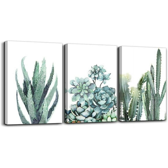 Canvas Wall Art For Living Room Bathroom Wall Decor For Bedroom Kitchen Artwork Canvas Prints Green Plant Flowers Painting 12" X 16" 3 Pieces Modern Framed Office Home Decorations Family Picture