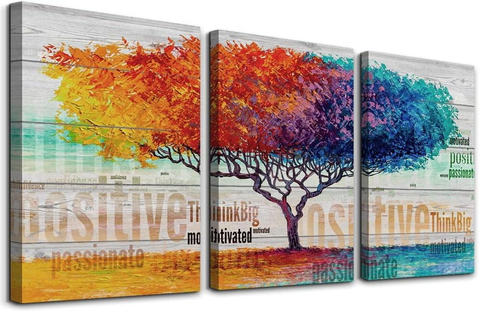 Tableau Toile Encadrée Bois – Décor Bohème – 20x40 Pouces – Paysage Abstrait