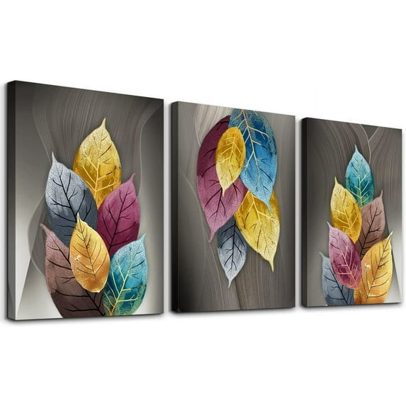 Canvas Wall Art For Living Room Family Wall Decor For Bedroom Kitchen Decor Artwork Abstract Leaves Painting Fashion Office Wall Pictures Poster Prints Bathroom Home Decorations 12" X 16" 3 Pieces