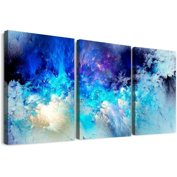 Canvas Wall Art For Living Room Family Wall Decorations For Bedroom Modern Bathroom Wall Decor Paintings Blue Abstract Pictures Artwork Inspirational Canvas Art Prints Kitchen Home Decor 3 Piece Set