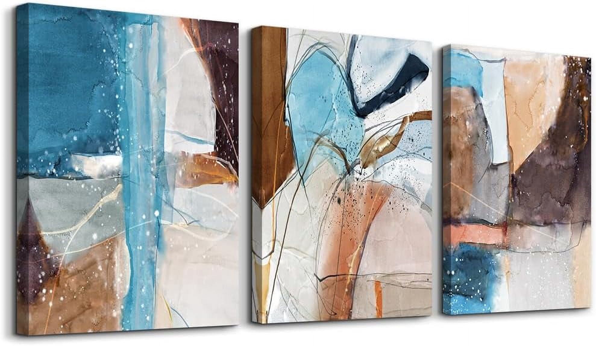 Canvas Wall Art For Living Room Modern Wall Decorations For Bedroom Abstract Ink Wall Painting Office Wall Decor Pictures Artwork 3 Piece Framed Canvas Art Prints Ready to Hang Room Home Decoration