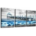 thumbnail image 1 of Canvas Wall Art For Living Room Modern Wall Decorations For Bedroom Black And White Beach Wall Painting Office Wall Decor Blue Ocean Sea Wave Pictures 3 Piece Framed Posters Room Home Decor Artwork, 1 of 6
