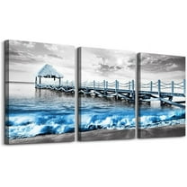 Canvas Wall Art For Living Room Modern Wall Decorations For Bedroom Black And White Beach Wall Painting Office Wall Decor Blue Ocean Sea Wave Pictures 3 Piece d Posters Room Home Decor Artwork