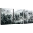 thumbnail image 1 of Canvas Wall Art For Living Room Modern Wall Decorations For Bedroom Foggy Forest Trees Landscape Wall Painting Office Wall Decor Ready To Hang Framed Wall Pictures Home Decor 12X16 3 Panel, 1 of 6