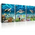 thumbnail image 1 of Canvas Wall Art For Living Room Wall Decorations For Bedroom Modern Bathroom Wall Decor Blue Ocean Wall Painting Sea Turtle Wall Pictures Artwork Office Room Home Decor 12" X 16" 3 Piece, 1 of 6
