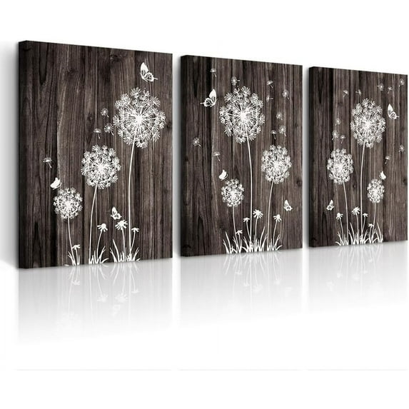 Canvas Wall Art For Living Room Wall Decorations For Bedroom Office Wall Decor Modern Abstract Wood grain dandelion Wall Paintings Hang Pictures Artwork Room Art Prints Kitchen Home Decor