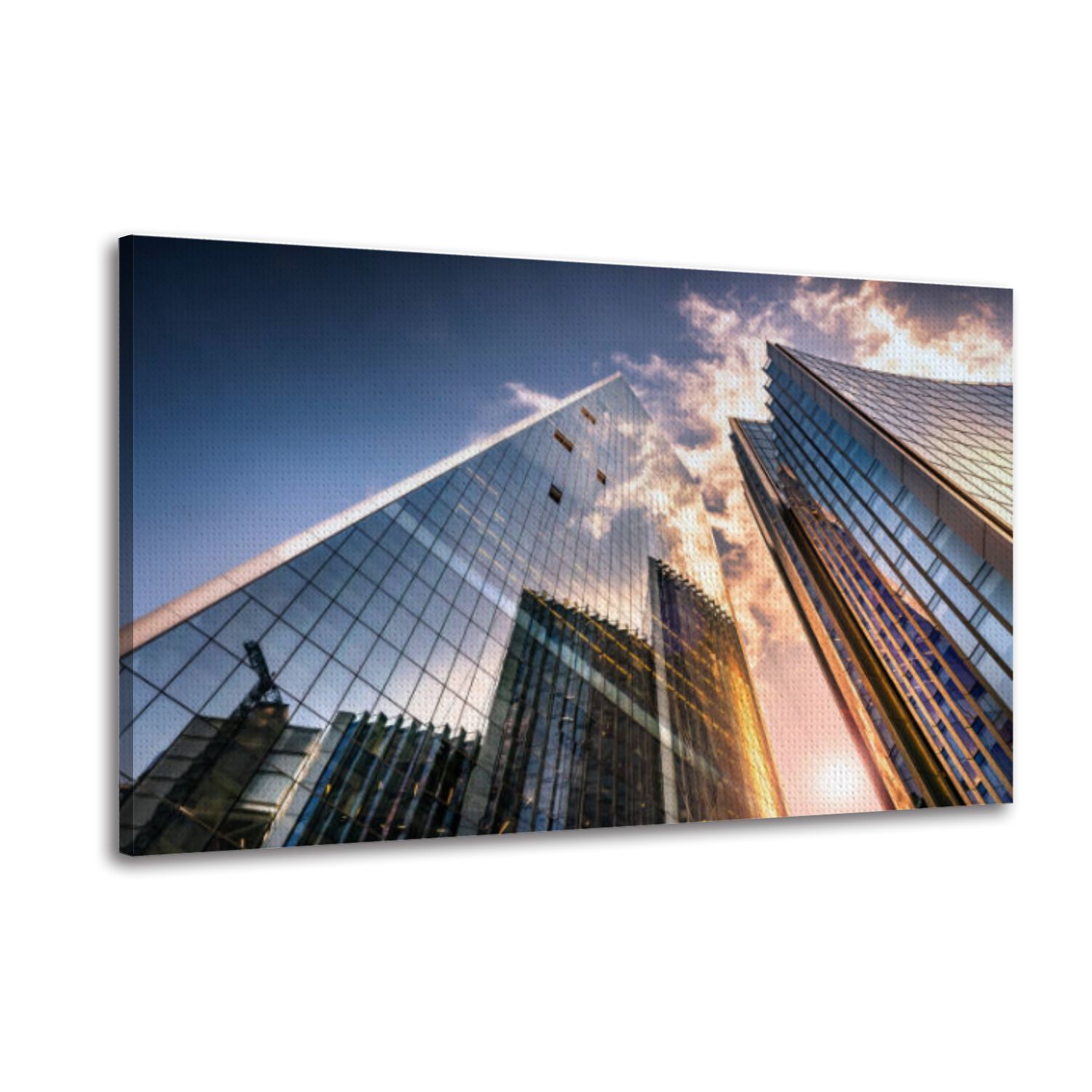 Canvas Wall Art Looking Up Reflections Glass Covered Corporate Building 