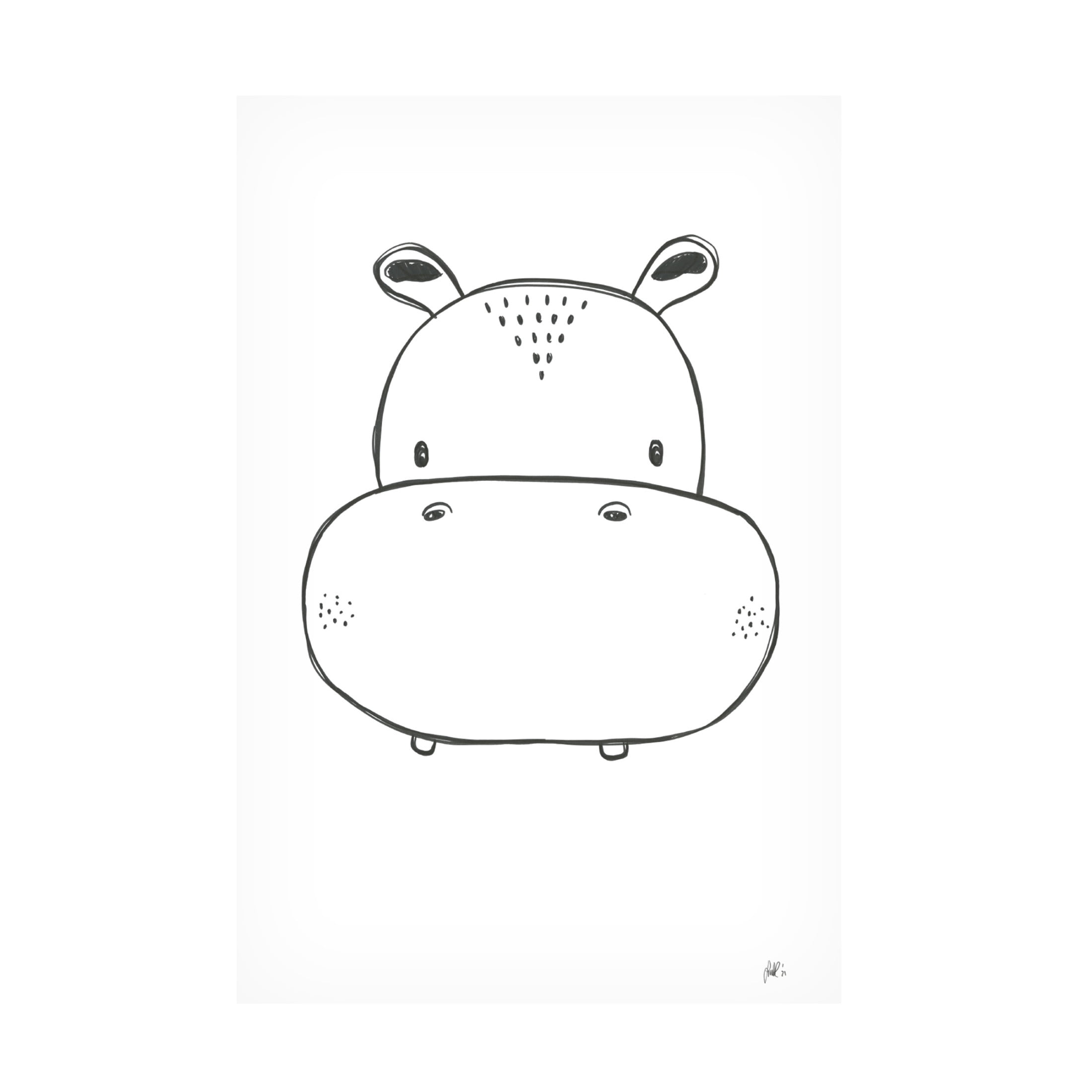 Canvas Wall Art - Lor Muller 'Hippo' Wall Art for Living Room, Bedroom, or Office Décor by Trademark Fine Art - 22 x 32 Inches