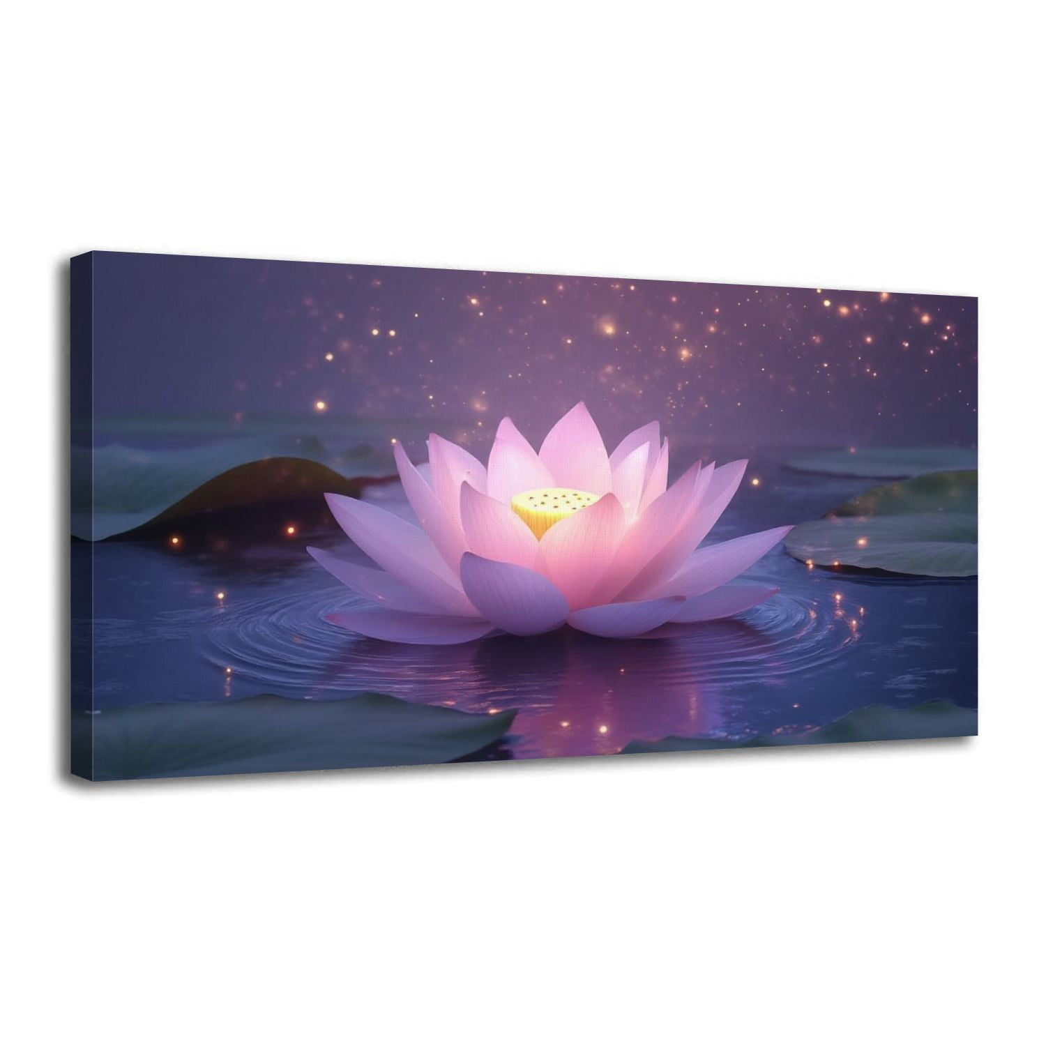 Canvas Wall Art Lotus Flower Zen Pink Purple Lotus Flower Bloom Water ...