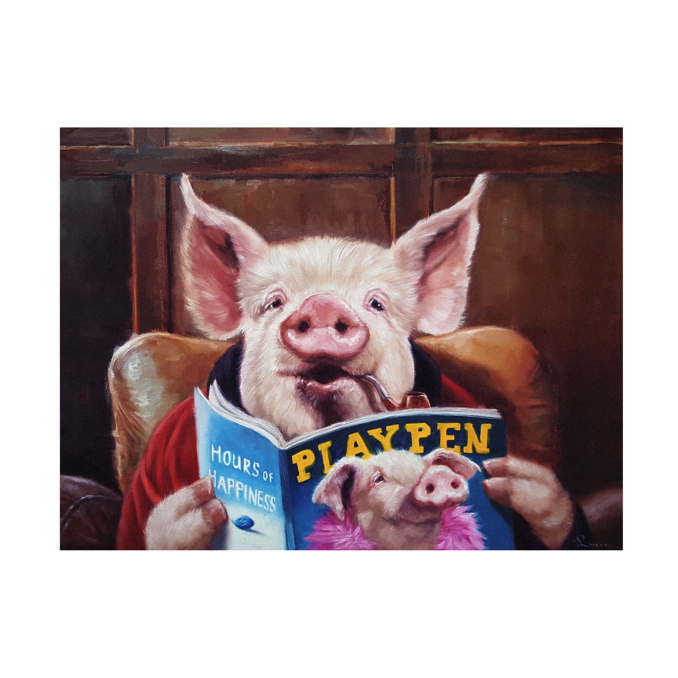 Canvas Wall Art - Lucia Heffernan 'Male Chauvinist Pig' Wall Art for Living Room, Bedroom, or Office Décor by Trademark Fine Art - 47 x 35 Inches