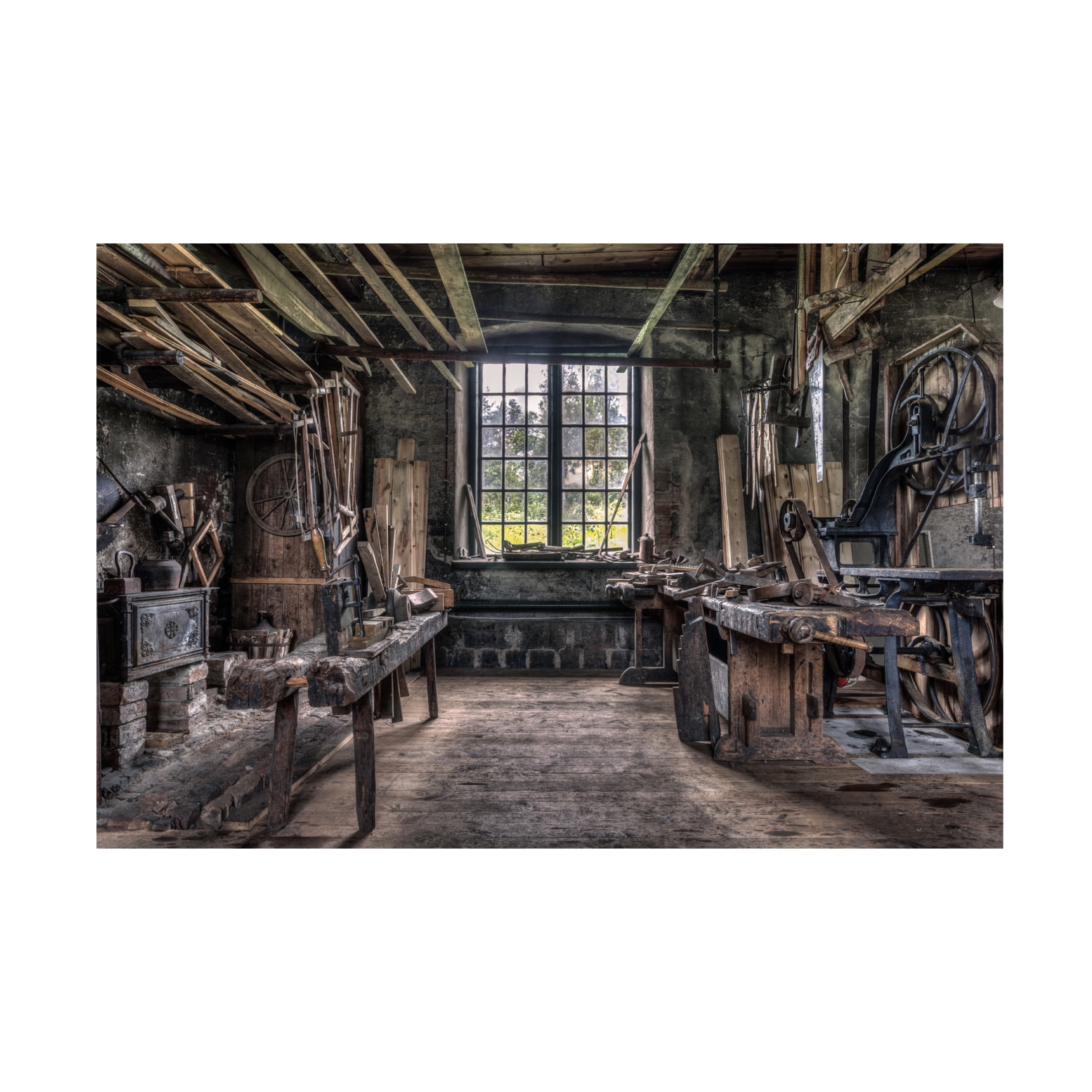 Canvas Wall Art - Ludwig Riml 'The Carpenters Workshop' Wall Art for Living Room, Bedroom, or Office D?cor by Trademark Fine Art - 47 x 30 Inches