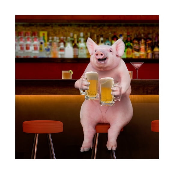 Canvas Wall Art - Lund Roeser 'Beer Hog' Wall Art for Living Room, Bedroom, or Office Décor by Trademark Fine Art - 35 x 35 Inches