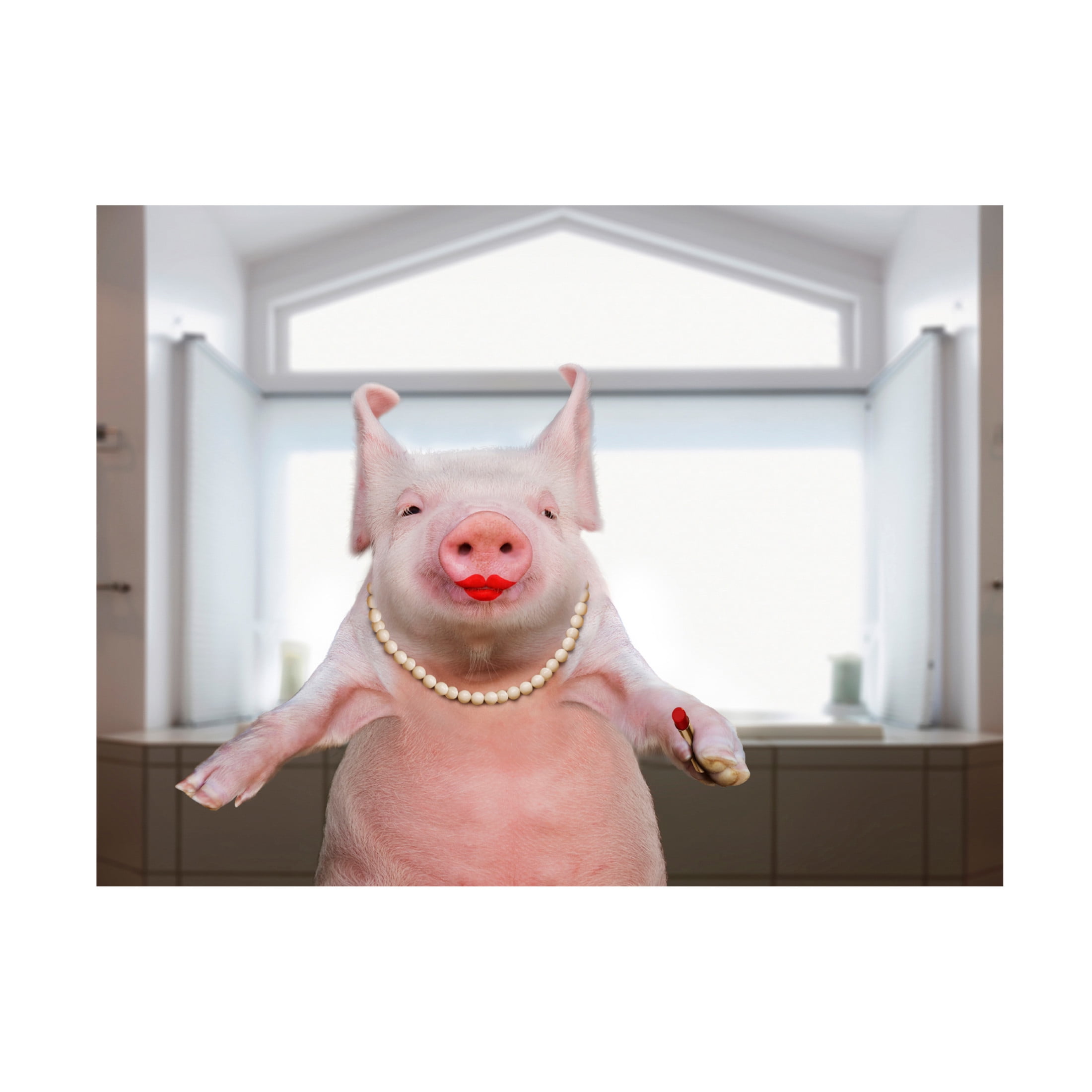 Canvas Wall Art - Lund Roeser 'Lipstick On A Pig' Wall Art for Living Room, Bedroom, or Office Décor by Trademark Fine Art - 24 x 18 Inches