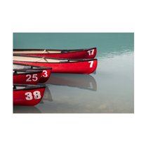 Canvas Wall Art - Lynann Colligan 'Canoes on the Lake' Wall Art for Living Room, Bedroom, or Office Décor by Trademark Fine Art - 19 x 12 Inches