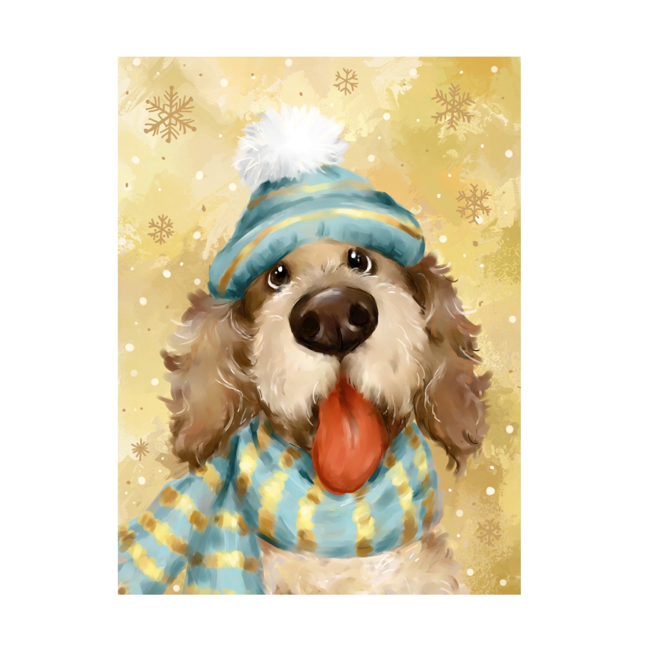 Canvas Wall Art - MAKIKO 'Christmas Dog' Wall Art for Living Room, Bedroom, or Office Décor by Trademark Fine Art - 18 x 24 Inches