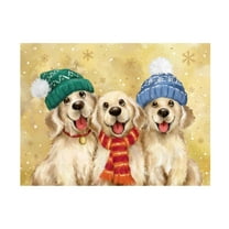 Canvas Wall Art - MAKIKO 'Christmas Golden Dogs' Wall Art for Living Room, Bedroom, or Office Décor by Trademark Fine Art - 19 x 14 Inches