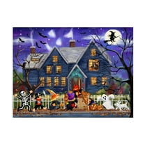 Canvas Wall Art - MAKIKO 'Halloween Hounted House' Wall Art for Living Room, Bedroom, or Office DÃ©cor by Trademark Fine Art - 19 x 14 Inches