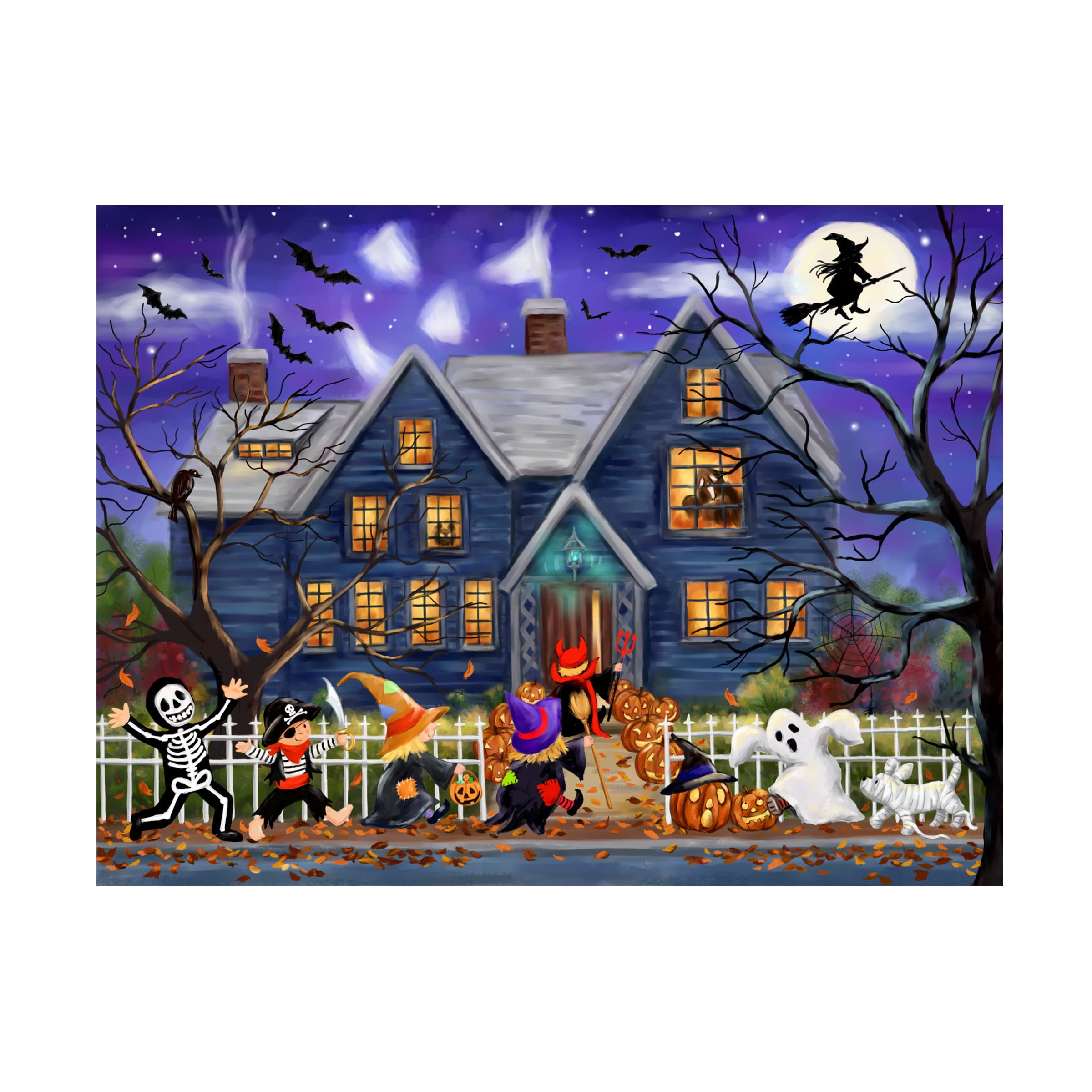 Canvas Wall Art - MAKIKO 'Halloween Hounted House' Wall Art for Living Room, Bedroom, or Office DÃ©cor by Trademark Fine Art - 24 x 18 Inches