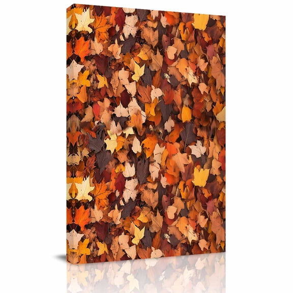 Canvas Wall Art, Maple Leaf Autumn Framed Canvas Prints for Bedroom Dining Room, Farmhouse Fall Botanical Leaves Large Gallery Wrapped Wall Decor for Home Office, Gifts, 20"x24" Ship Next Day