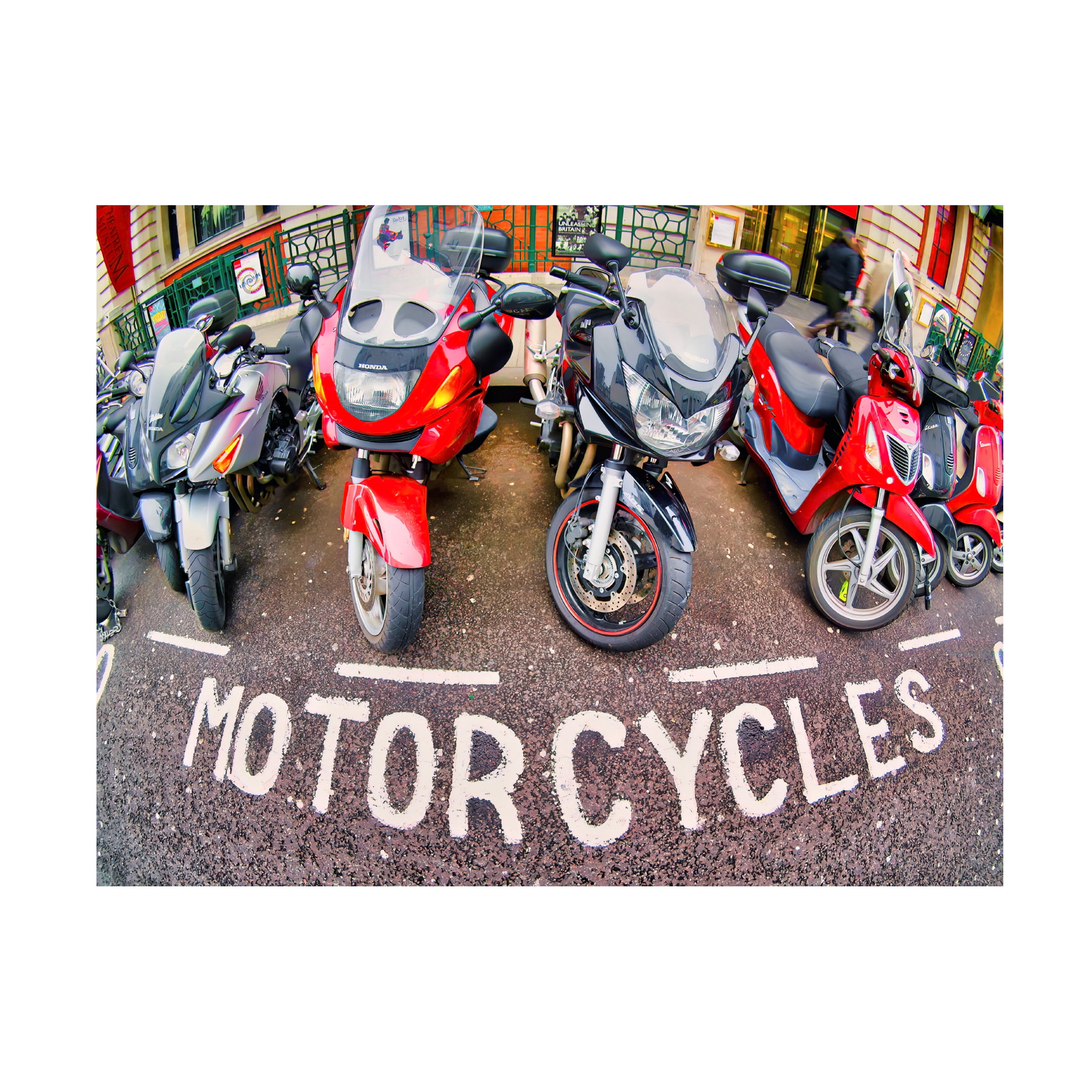 Canvas Wall Art - Mark A Paulda 'Parked Motorcycles' Wall Art for Living Room, Bedroom, or Office DÃ©cor by Trademark Fine Art - 19 x 14 Inches