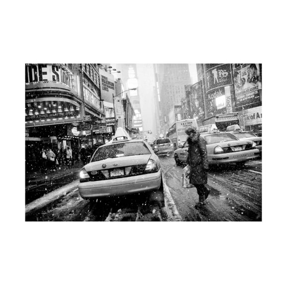 Canvas Wall Art - Martin Froyda 'New York In Blizzard' Wall Art for Living Room, Bedroom, or Office Décor by Trademark Fine Art - 24 x 16 Inches