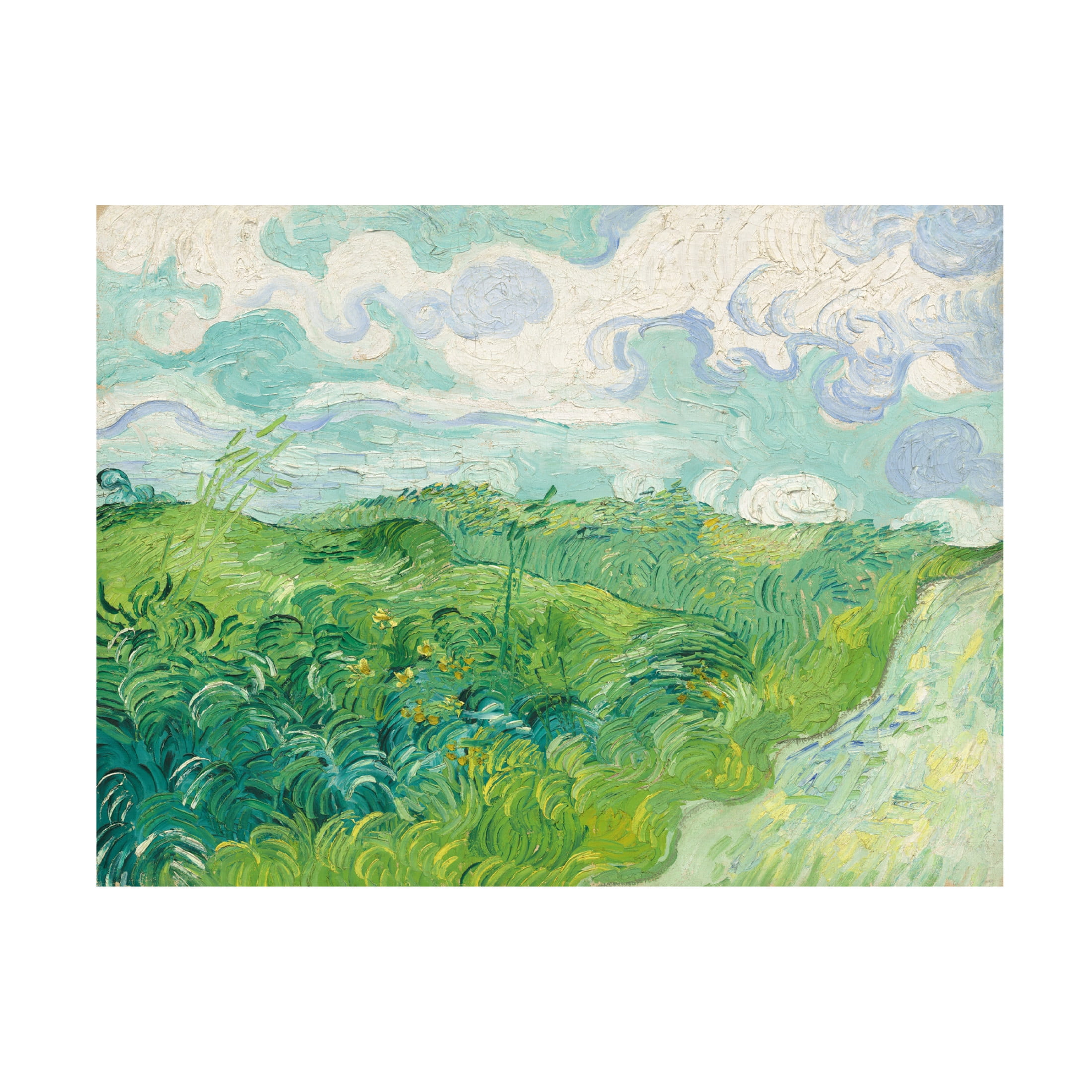 Canvas Wall Art - Masters Collection 'Green Wheat Fields Auvers Vincent Vn Gogh' Wall Art for Living Room, Bedroom, or Office Décor by Trademark Fine Art - 47 x 35 Inches