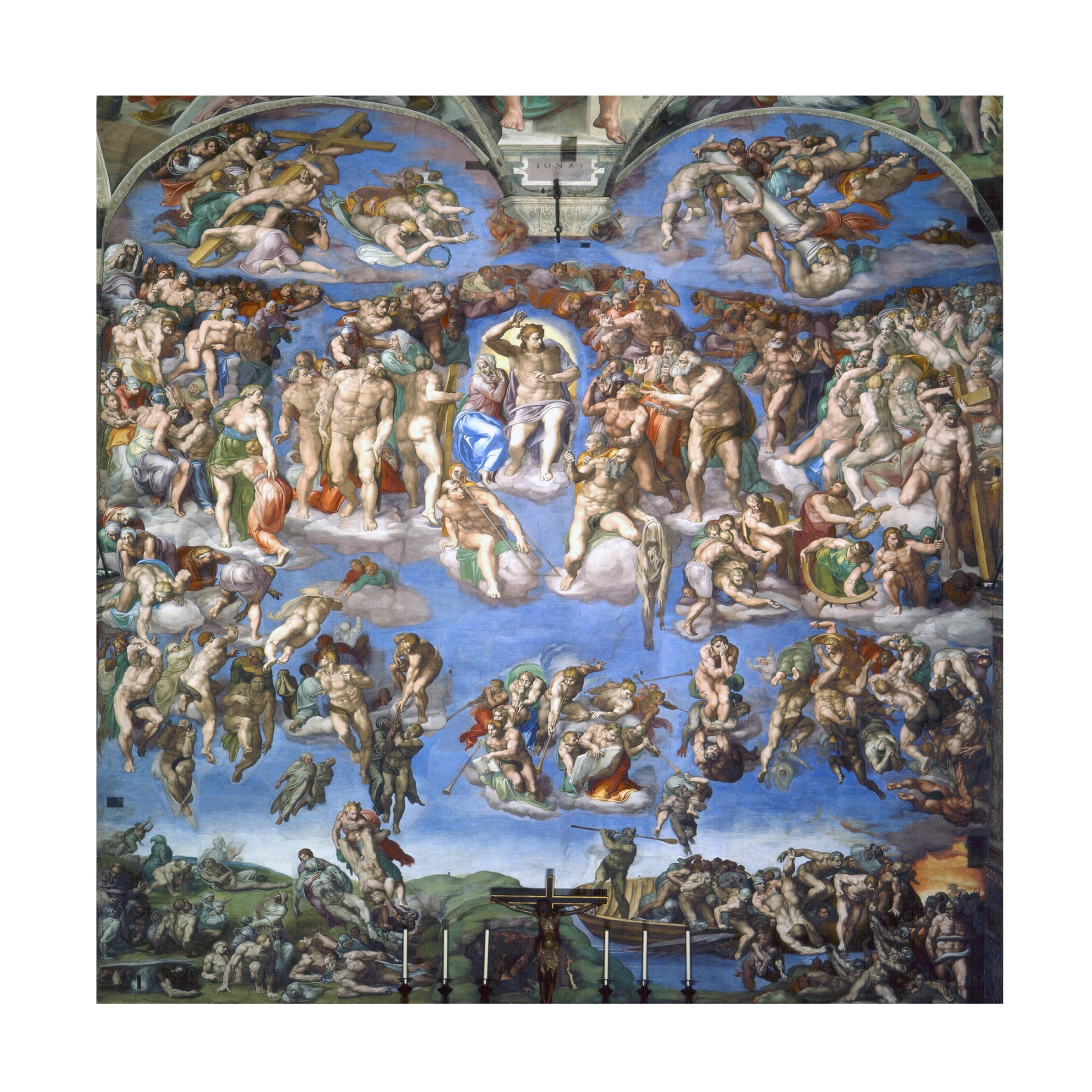 Canvas Wall Art - Masters Collection 'Last Judgment Michelangelo' Wall Art for Living Room, Bedroom, or Office DÃ©cor by Trademark Fine Art - 35 x 35 Inches