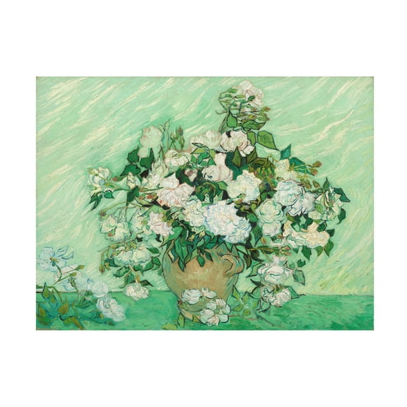 Canvas Wall Art - Masters Collection 'Roses Vincent Van Gogh' Wall Art for Living Room, Bedroom, or Office Décor by Trademark Fine Art - 19 x 14 Inches