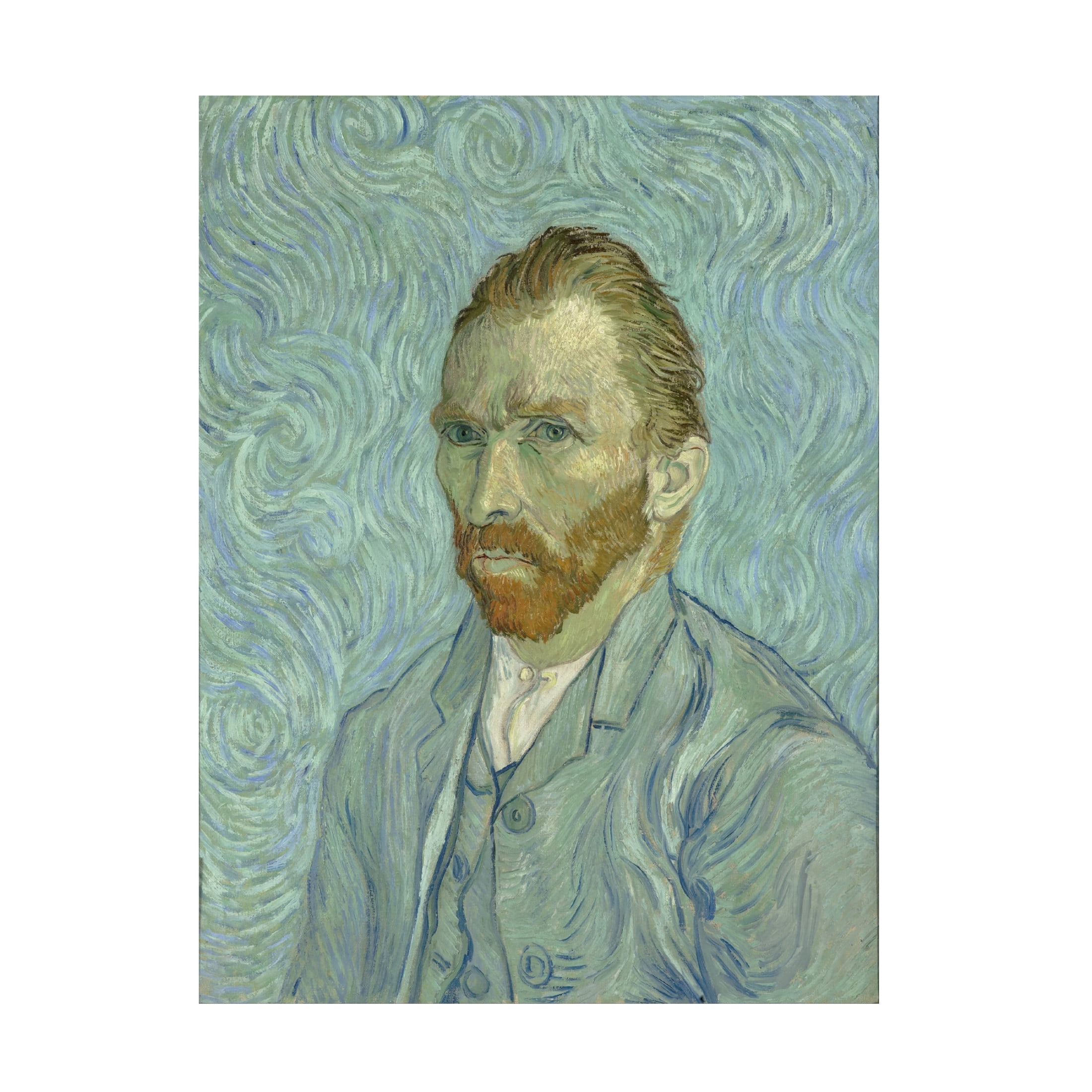 Canvas Wall Art - Masters Collection 'Self Portrait In Aqua Vincent Van Gogh' Wall Art for Living Room, Bedroom, or Office Décor by Trademark Fine Art - 35 x 47 Inches