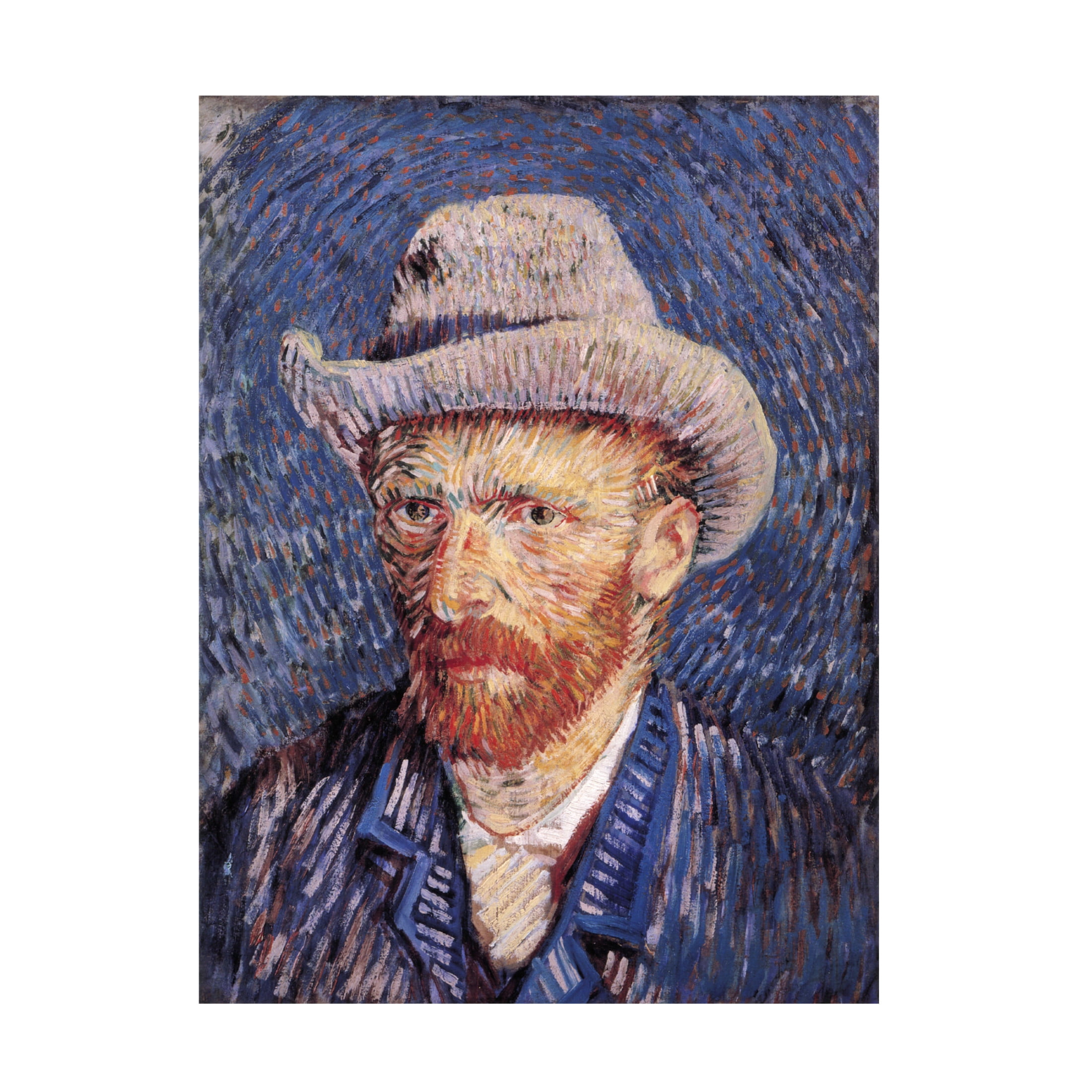 Canvas Wall Art - Masters Collection 'Self Portrait In Blue Vincent Van Gogh' Wall Art for Living Room, Bedroom, or Office Décor by Trademark Fine Art - 24 x 32 Inches