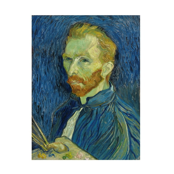 Canvas Wall Art - Masters Collection 'Self Portrait With Palette Vincent Van Gogh' Wall Art for Living Room, Bedroom, or Office Décor by Trademark Fine Art - 24 x 32 Inches