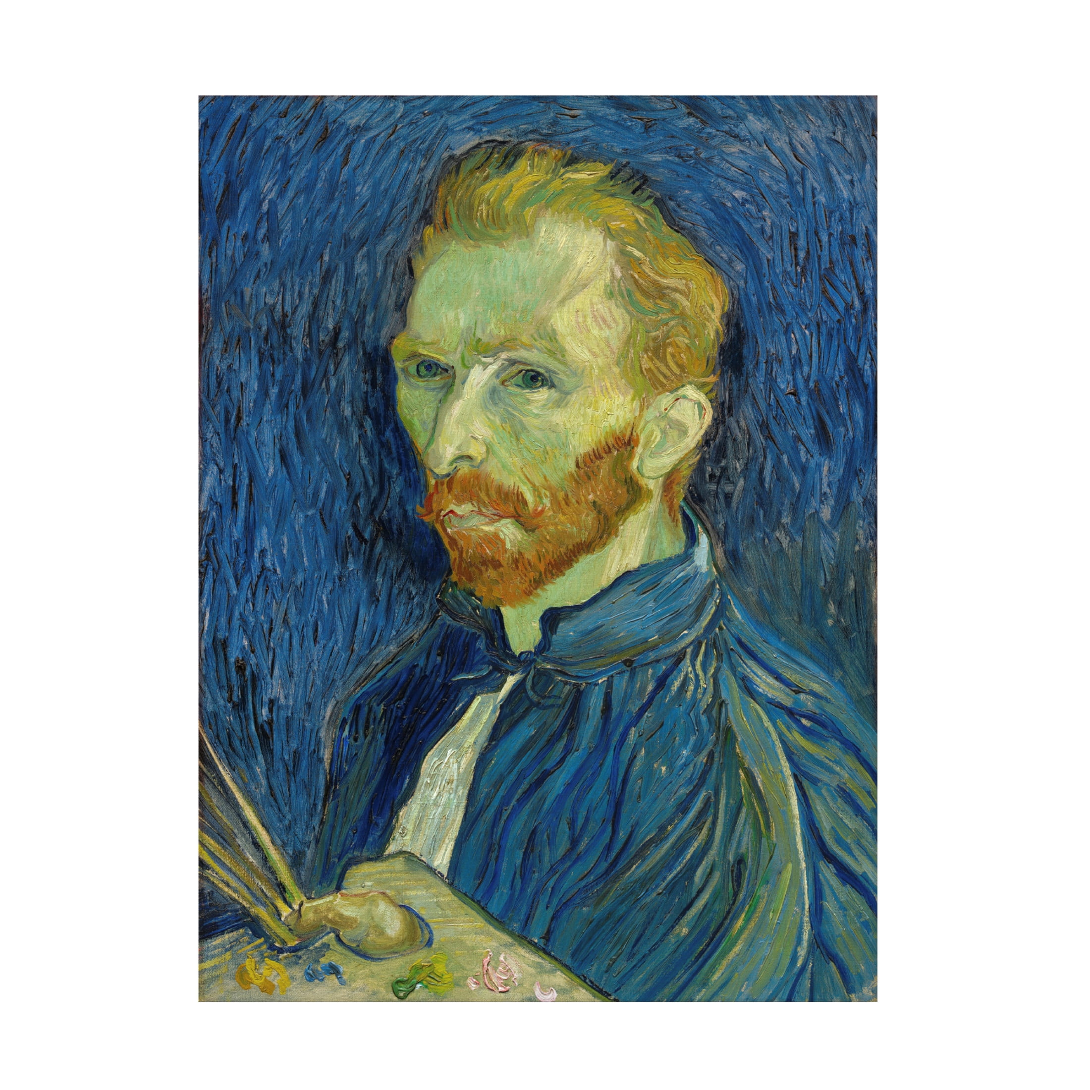 Canvas Wall Art - Masters Collection 'Self Portrait With Palette Vincent Van Gogh' Wall Art for Living Room, Bedroom, or Office Décor by Trademark Fine Art - 35 x 47 Inches