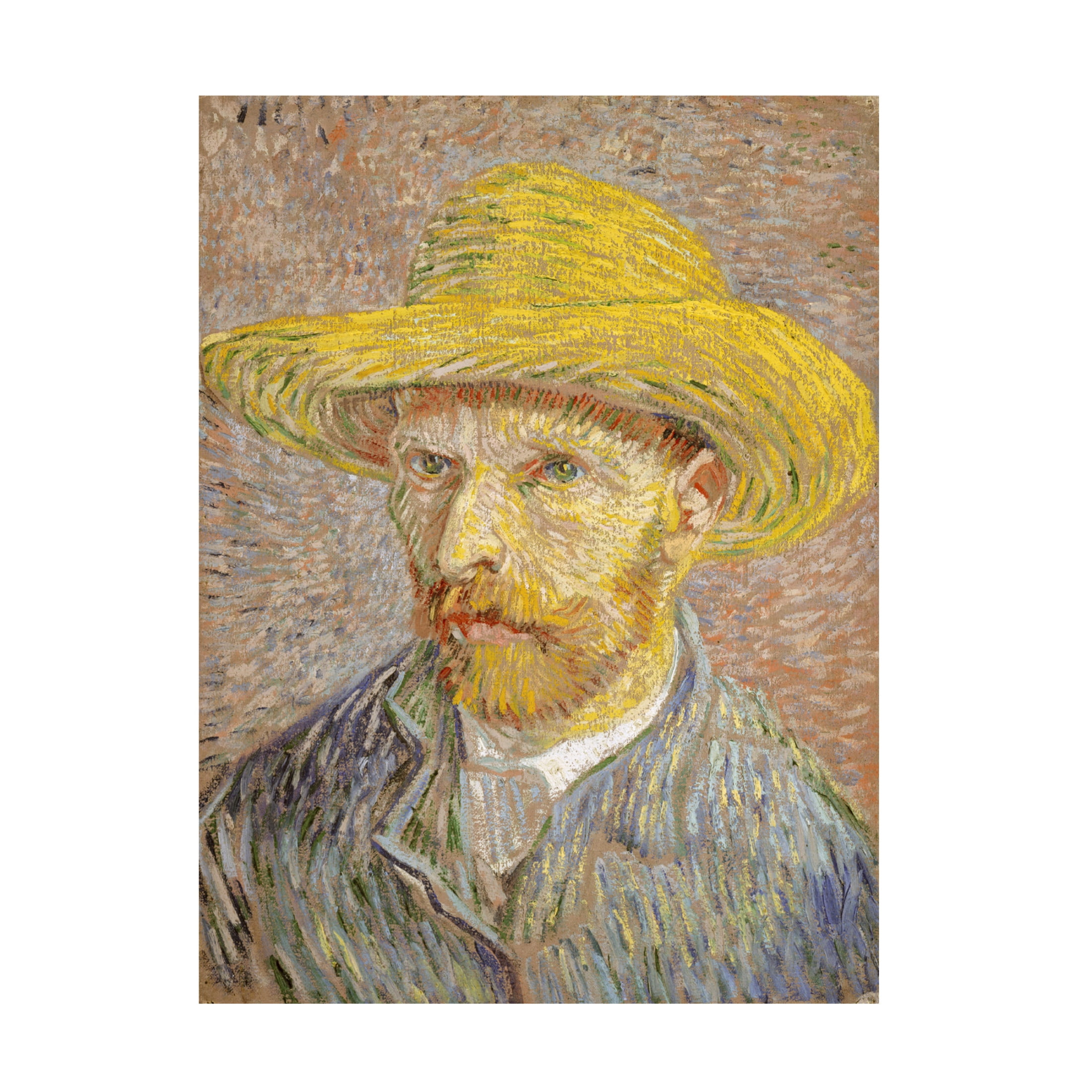 Canvas Wall Art - Masters Collection 'Self Portrait With Yellow Hat Vincent Van Gogh' Wall Art for Living Room, Bedroom, or Office Décor by Trademark Fine Art - 35 x 47 Inches