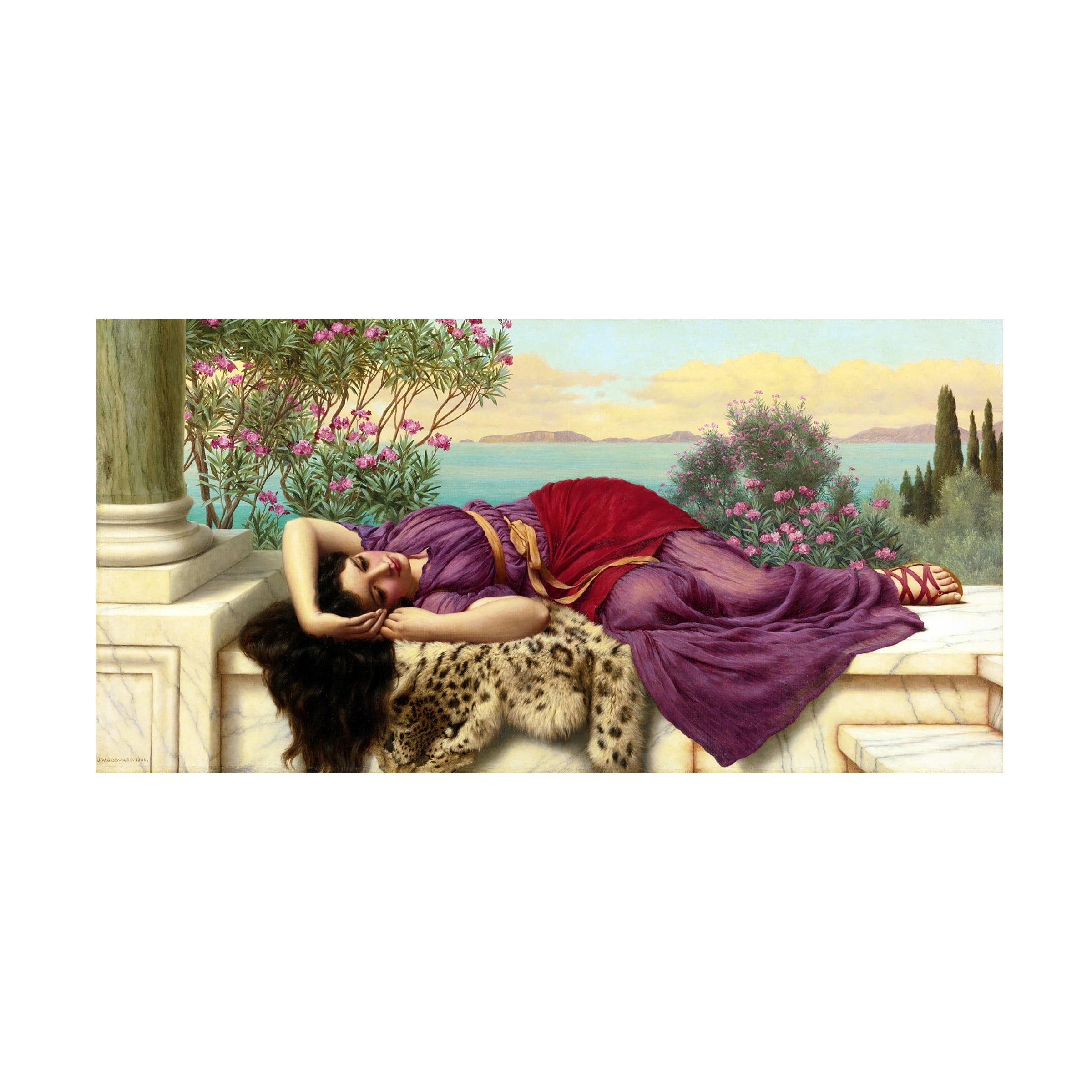 Canvas Wall Art - Masters Collection 'Sweet Idleness I John William Godward' Wall Art for Living Room, Bedroom, or Office Décor by Trademark Fine Art - 32 x 16 Inches